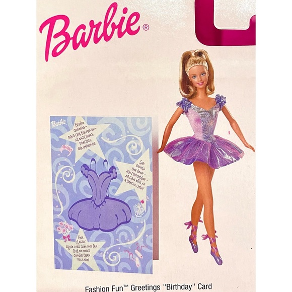 2001 Barbie Fashion Fun Greetings Birthday Card & Ballerina Tutu 68799 NRFP - Picture 3 of 3